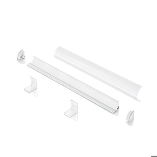 Ideal lux profilo esterno 1mt alluminio angolare rotondo per strip led max 11mm bianco kit diffusore fp