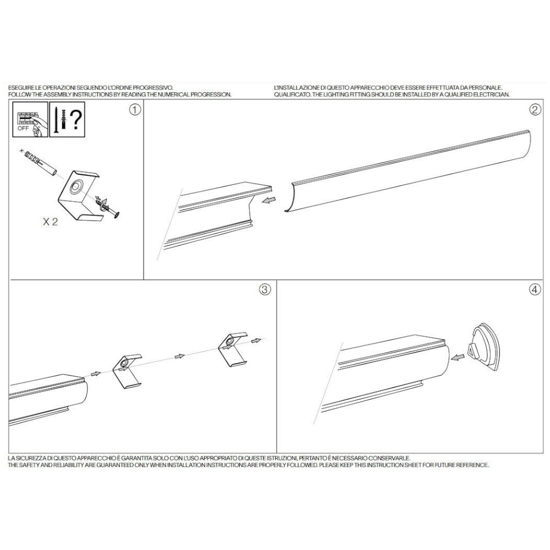 Ideal lux profilo esterno 1mt alluminio angolare rotondo per strip led max 11mm bianco kit diffusore fp