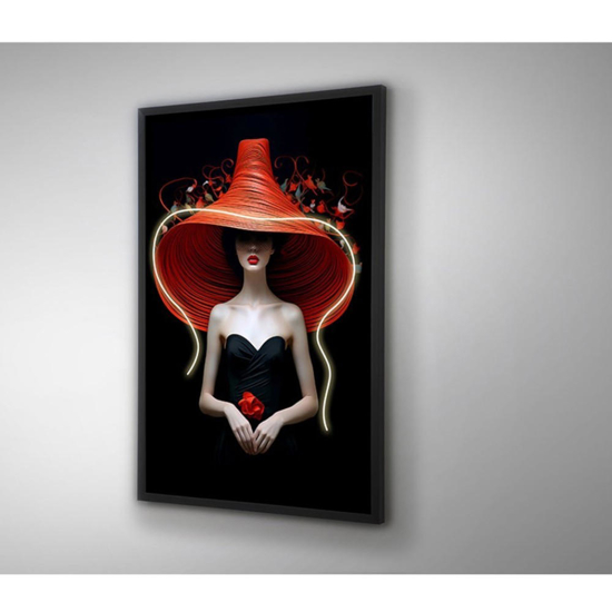 Stampa su tela donna copricapo luminoso led cornice nera