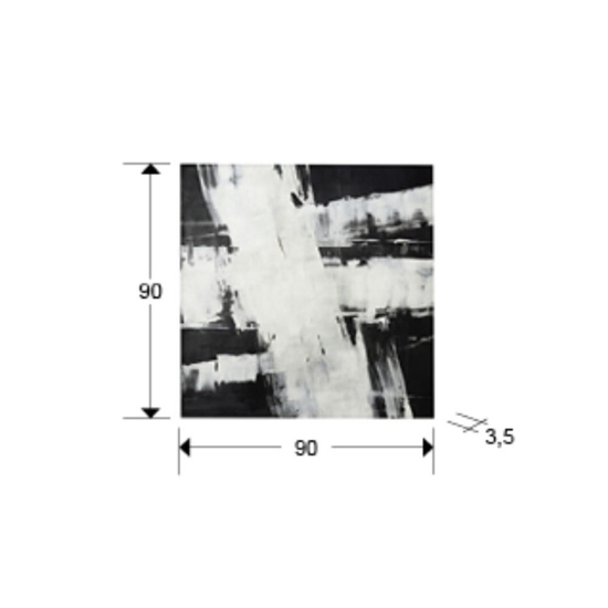 Quadr astratto pittura 90x90 cm nero e bianco minimalista