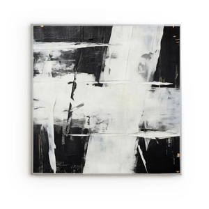 Quadro astratto bianco e nero moderno 90x90 cm acrilico su tela