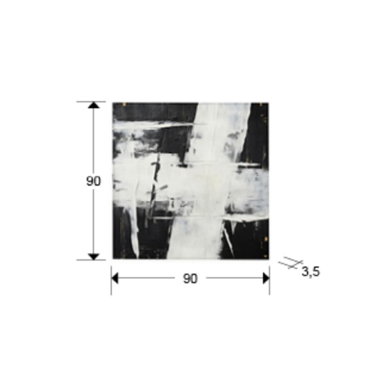 Quadro astratto bianco e nero moderno 90x90 cm acrilico su tela