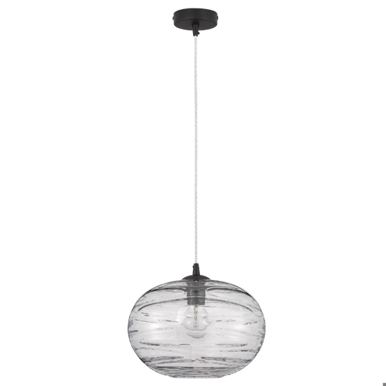 Lampada a sospensione vetro sfera trasparente grigio