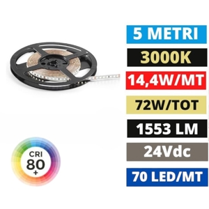 Bobina 5 mt strip gea luce 14,4w-mt 3000k 24v dc