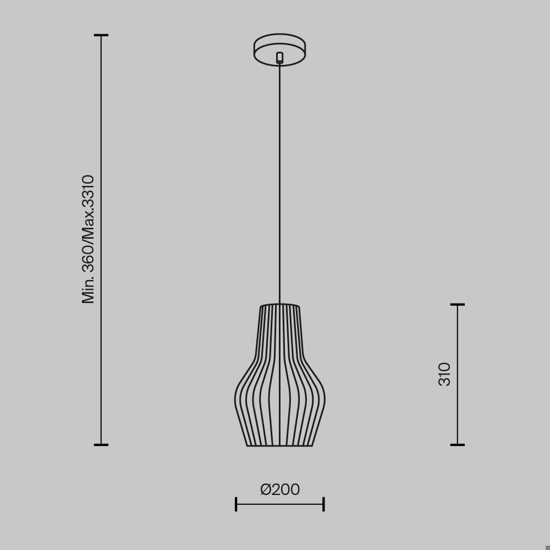 Maytoni roots lampada a sospensione in legno