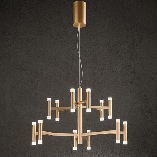 Lampadario moderno candles perenz oro opaco led 3000k per salotto