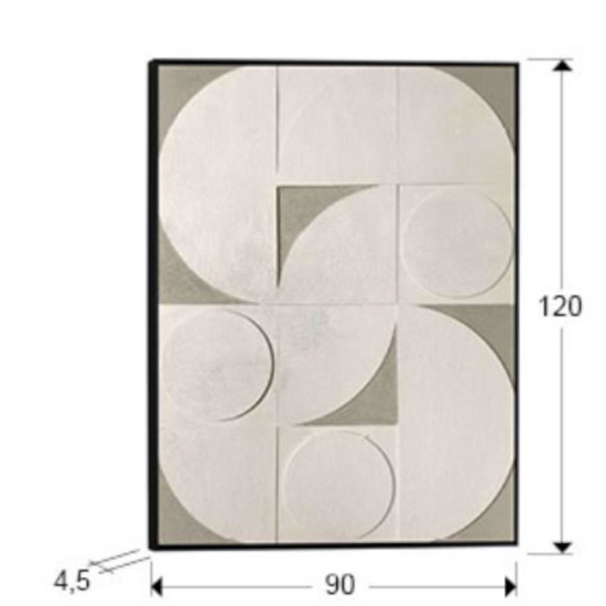 Quadro astratto bassorilievo geometrico 90x120 cm cornice nera