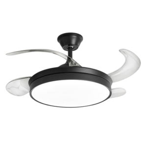Plafoniera con ventilatore perenz open nero led cct ambienti da 13 a 20mq