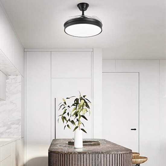 Plafoniera con ventilatore perenz open nero led cct ambienti da 13 a 20mq
