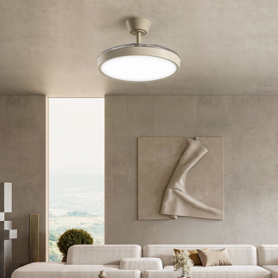 Myra perenz plafoniera con ventilatore sabbia opaco per ambienti da 13 a 20mq