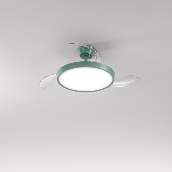 Plafoniera con ventilatore perenz myra verde petrolio led cct