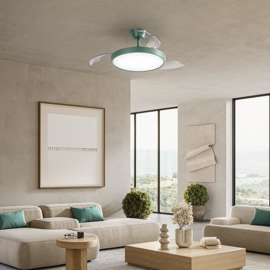 Plafoniera con ventilatore perenz myra verde petrolio led cct