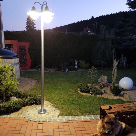 Lampione alto per esterno giardino acciaio inox 3 luci