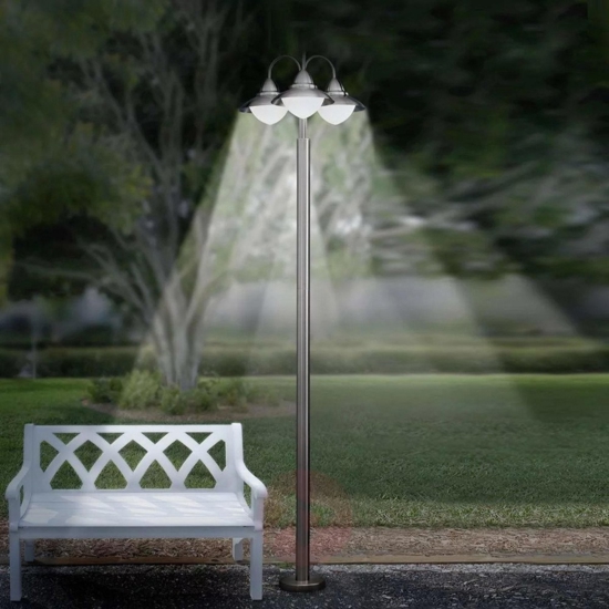 Lampione alto per esterno giardino acciaio inox 3 luci