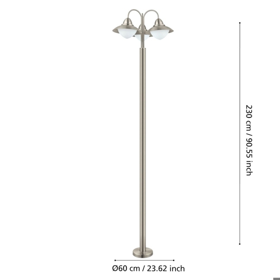 Lampione alto per esterno giardino acciaio inox 3 luci