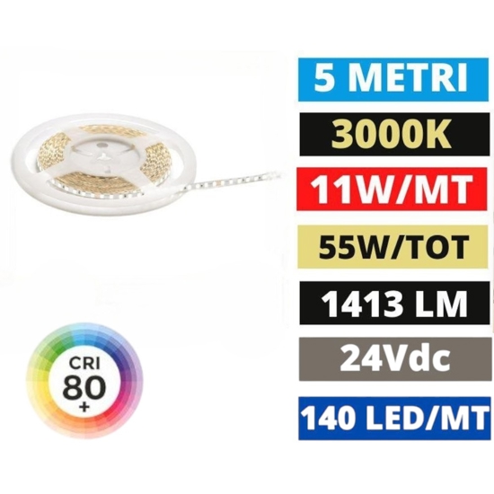 Gea luce bobina 5mt striscia led 11w-m 3000k 24vdc