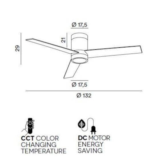 Antares perenz ventilatore da soffitto grigio led cct con telecomando ambienti >20mq