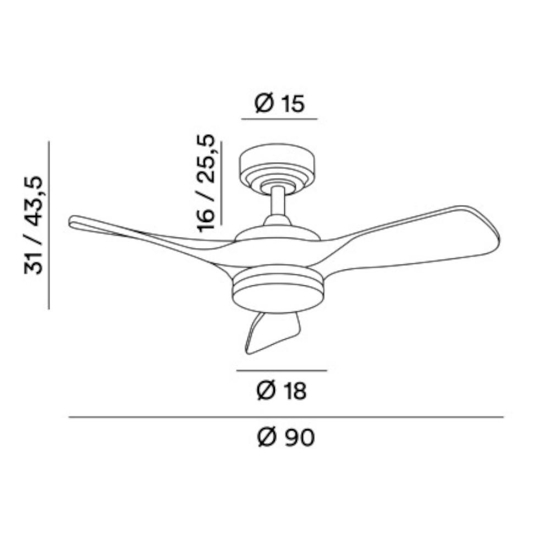 Ventilatore da soffitto perenz sirio nero led cct ambienti <13mq