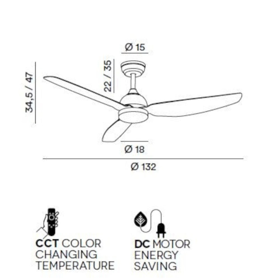 Perenz pegaso ventilatore da soffitto nero pale noce led cct ambienti >20mq