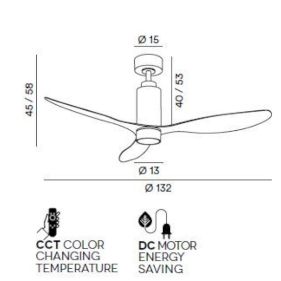 Ventilatore da soffitto perenz tube led cct ambienti >20mq bianco