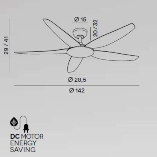 Ventilatore da soffitto wind perenz bianco ambienti >20mq