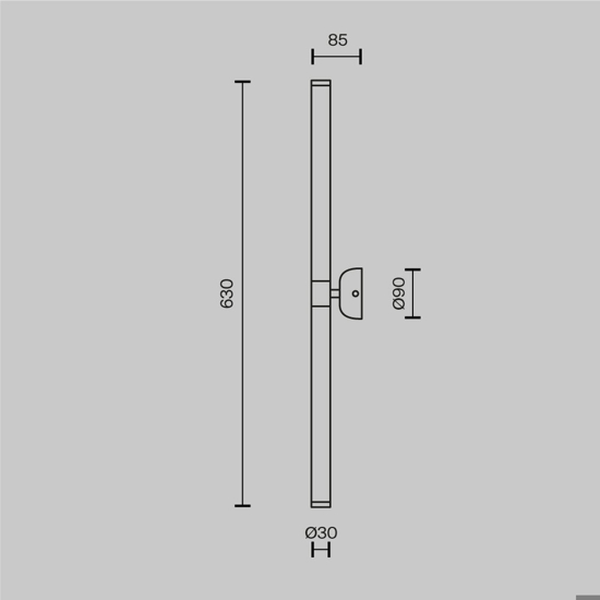 Maytoni axis applique da parete led 16w 3000k colore nero
