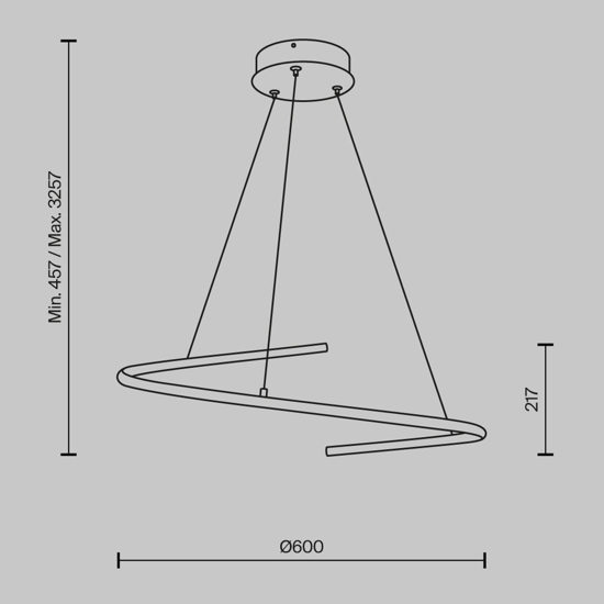 Maytoni curve lampadario moderno led 31w da 3000k a 4000k nero