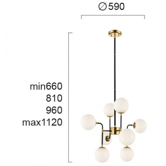 Lampadario nero oro per soggiorno moderno fp