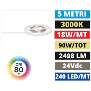 Gea luce bobina 5mt striscia led 18w-m 3000k 24vdc