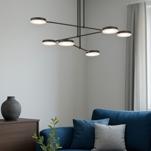 Maytoni fad lampadario moderno led 40w 3000k nero 6 luci