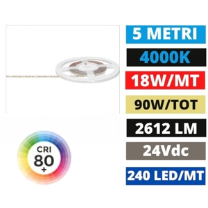 Gea luce bobina 5mt striscia led 18w-m 4000k 24vdc