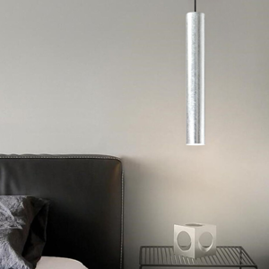 Ideal lux look sp1 d06 lampada sospensione cilindro foglia argento