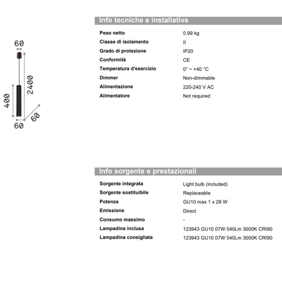 Ideal lux look sp1 d06 lampada a sospensione cromo cilindro