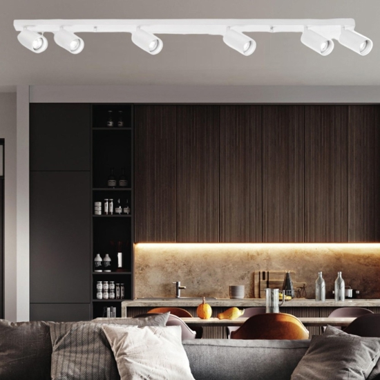 Plafoniera bianca con faretti orientabili 120cm isyluce