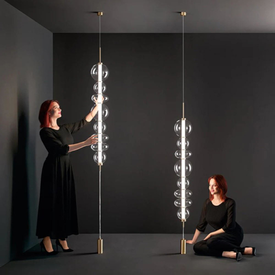 Bubbles perenz lampada da terra bolle vetro led 3000k altezza regolabile