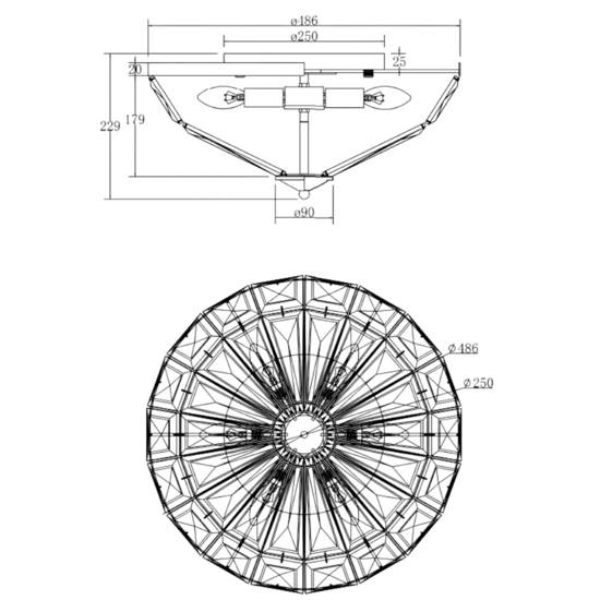 Maytoni facet plafoniera moderna circolare in vetro