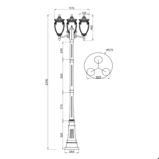 Maytoni fleur lampione da giardino ip44 3 luci