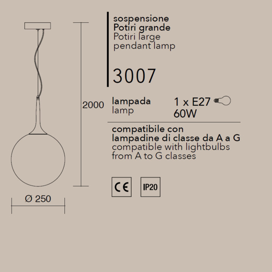 Affralux lampada a sospensione potiri moderna sfera vetro bianco