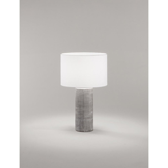Lampada da tavolo tribale perenz grigio cemento paralume tessuto