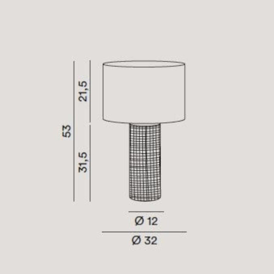 Lampada da tavolo tribale perenz grigio cemento paralume tessuto