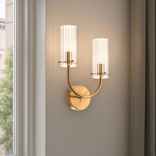 Maytoni arco applique da parete colore oro portalampada in vetro