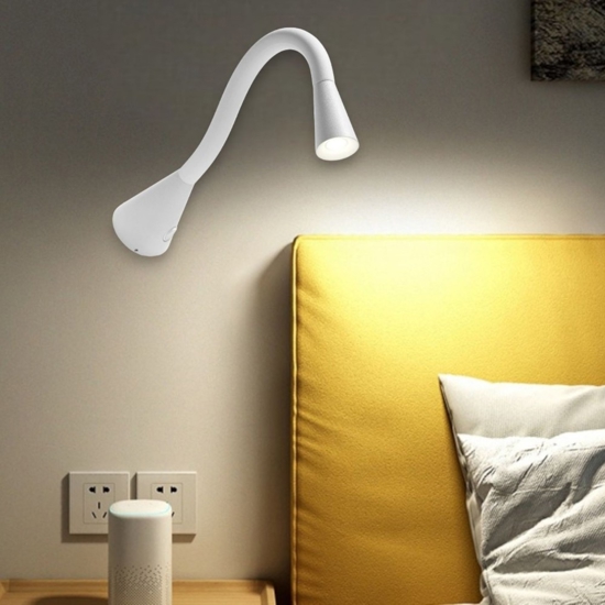Snake linea light w1 applique led  2w 3000k con interruttore orientabile