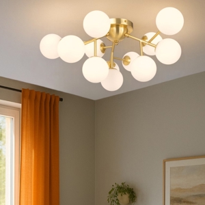 Maytoni dallas plafoniera moderna con 12 sfere in vetro opalino