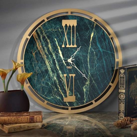 Orologio rotondo da muro 63cm oro laccato numeri romani