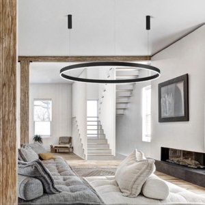 Lampadario anello 150cm nero led 2700k a 6500k dimmerabile