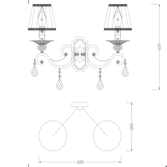 Maytoni grace applique da parete 2 luci effetto anticato