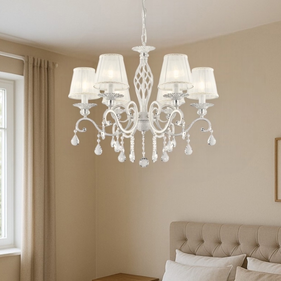Maytoni grace lampadario camera da letto bianco con pendenti