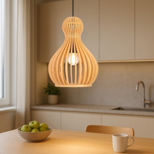 Maytoni roots lampada a sospensione per cucina paralume in legno
