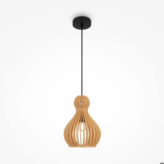 Maytoni roots lampada a sospensione per cucina paralume in legno