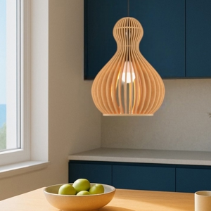 Maytoni roots lampada a sospensione con forma a goccia in legno